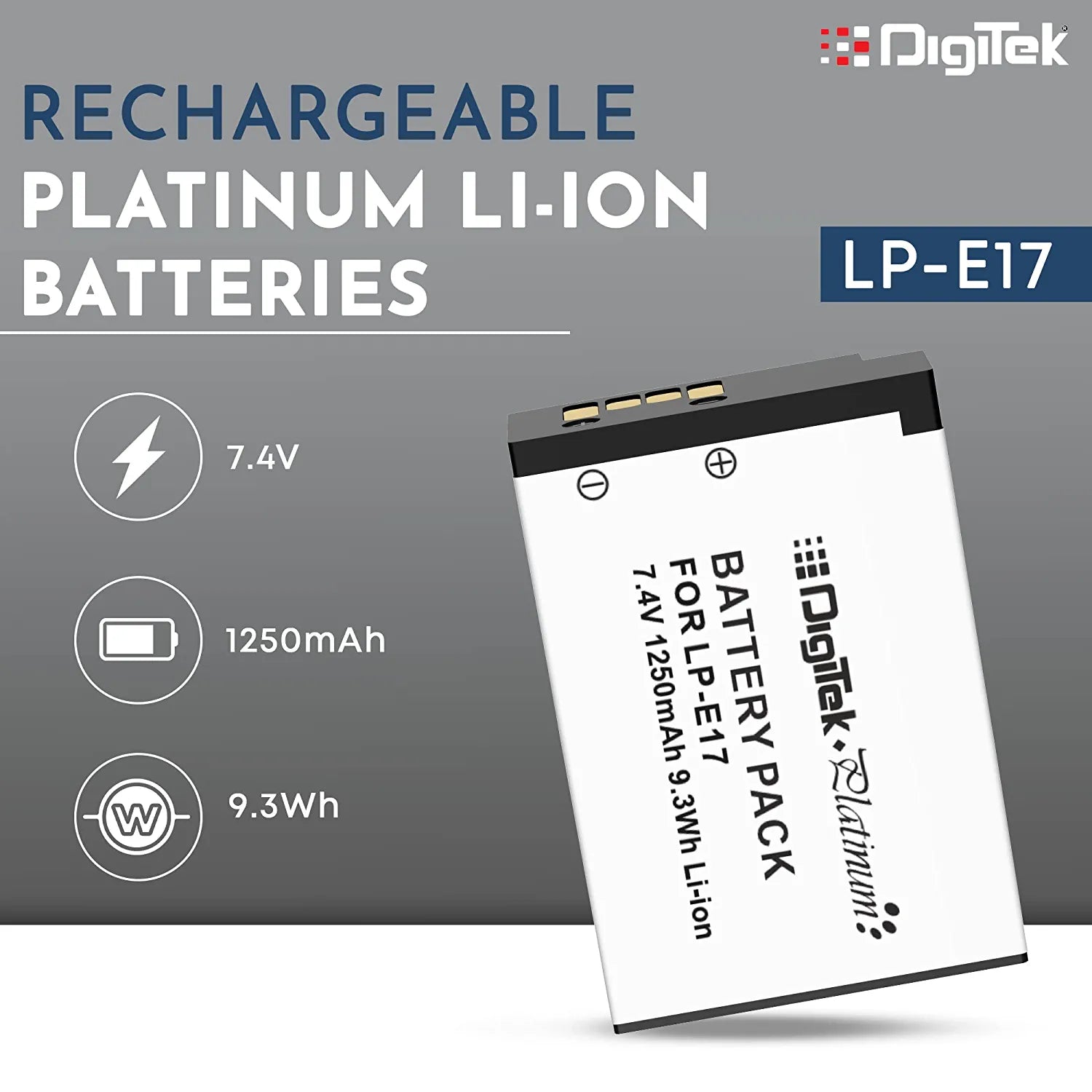 DigiTek (LP-E17 Platinum) Platinum Extra Power Secondary Rechargeable Li-ion Battery for Camera - cambuy-lives DigiTek (LP-E17 Platinum) Platinum Extra Power Secondary Rechargeable Li-ion Battery for Camera - cambuy-lives